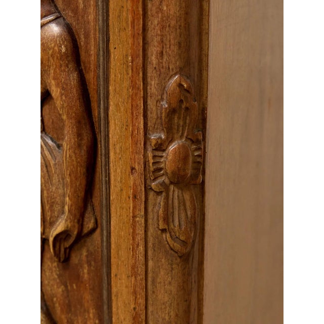 Early 20th Century Antique French Louis XV Style Figural Marquetry Cabinet For Sale - Image 5 of 12