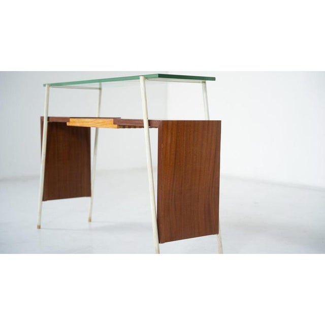 Mid-Century Modern Console Table in Wood, Metal and Glass, Italy, 1960s For Sale - Image 11 of 12