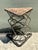 Wood Vintage Industrial Metal and Stone Side Table For Sale - Image 7 of 12
