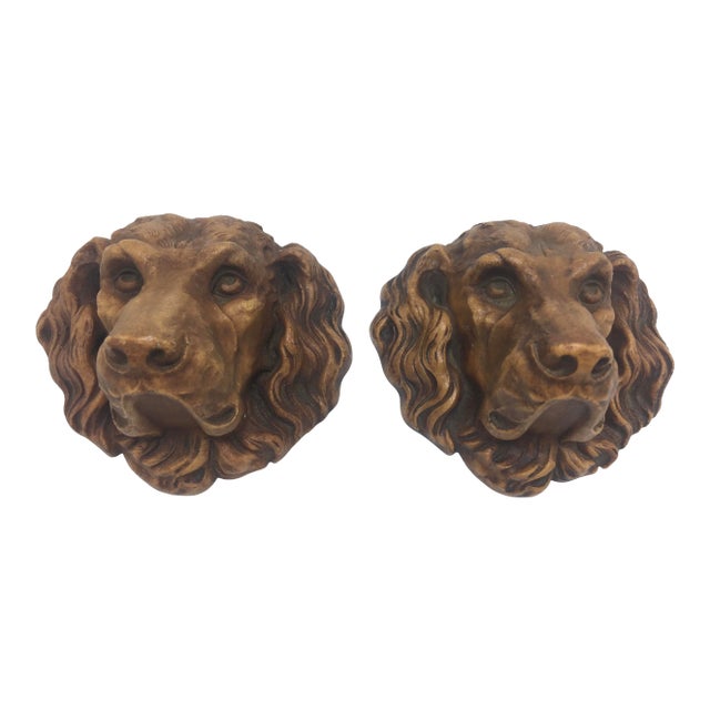 1970s Wood Dog Figures with Flat Backs, a Pair For Sale