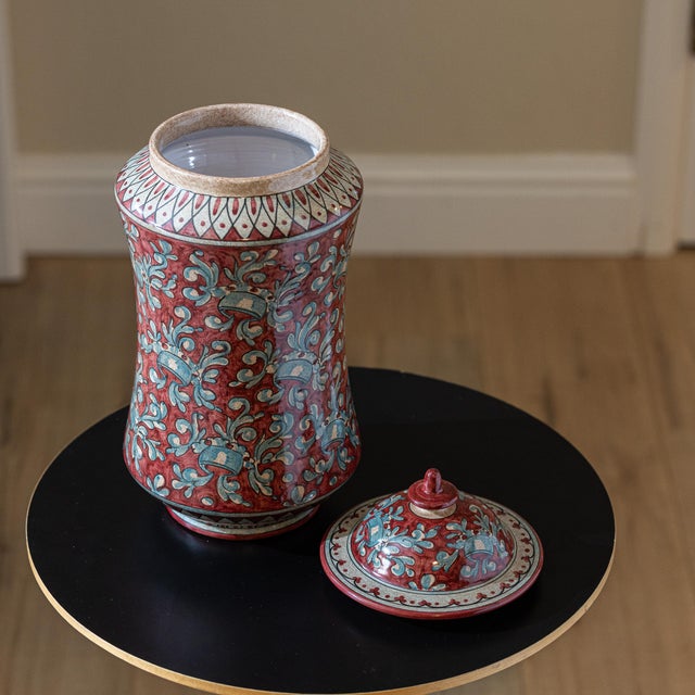 1960s Vintage Biagioli Gubbio Italian Ceramic Majolica Urn For Sale - Image 5 of 6