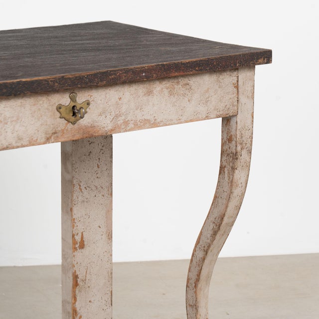 19th Century Swedish Gustavian Gray and Black Painted Console Table With Drawer For Sale - Image 13 of 16
