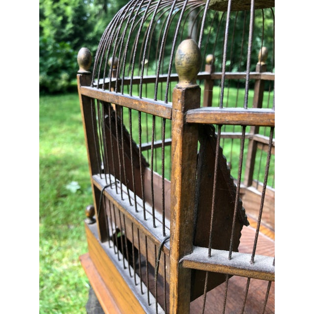 Late 19th Century Antique European Wooden/Wire Domed Birdcage For Sale - Image 5 of 10