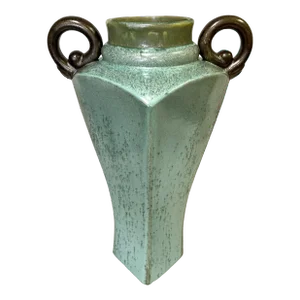 Monumental Ceramic Amphora Vase With Textured Dynamic Turquoise Glaze