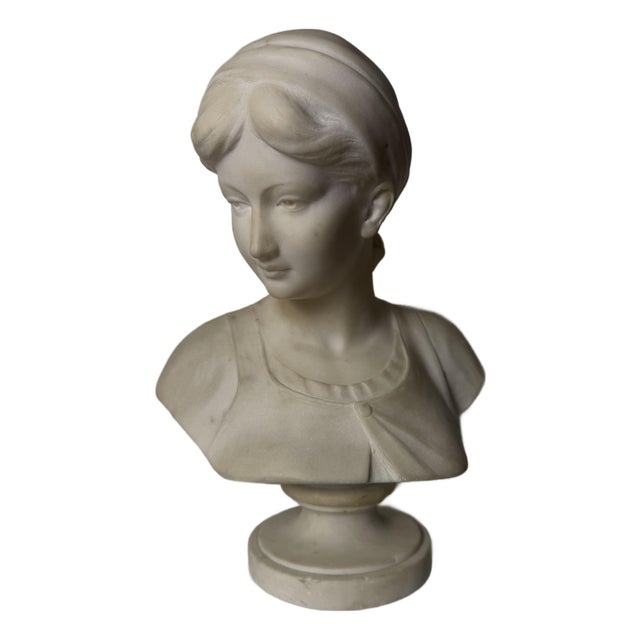 Sculpture Bust of Young Woman, 1800s, Marble For Sale