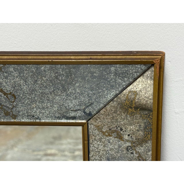 Mid 20th Century Agnew Associates Faceted Panel Wall Mirror, Antiqued For Sale - Image 5 of 12