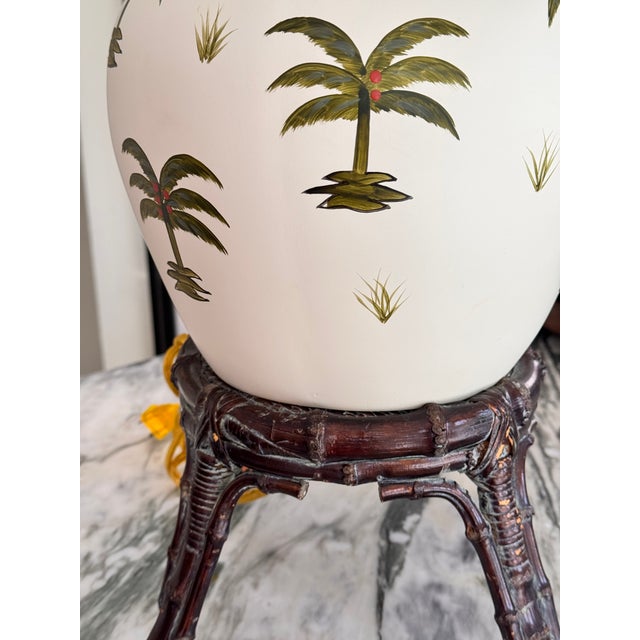 Vintage Ginger Jar Palm Tree Motif Table Lamp For Sale - Image 16 of 18