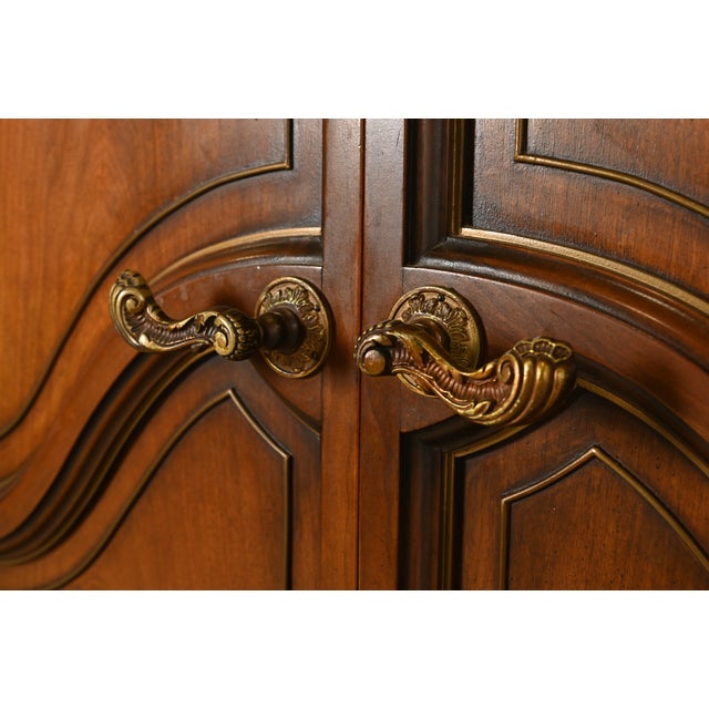 Romweber French Rococo Louis XV Carved Walnut Armoire Dresser, Circa 1960s For Sale - Image 11 of 17
