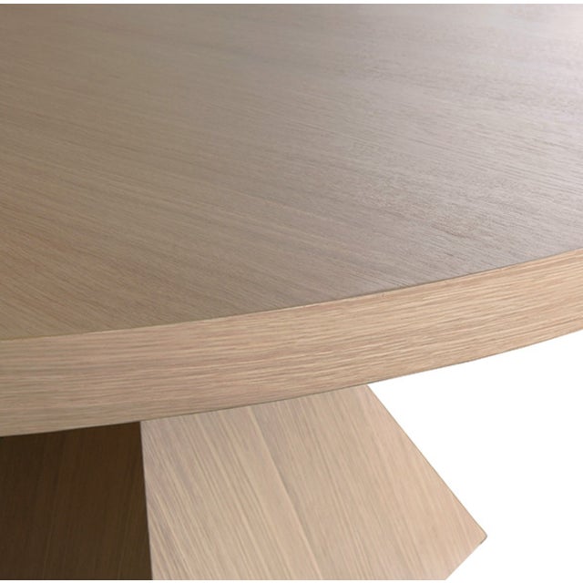 Contemporary Matthew Izzo Home Newport Natural Oak Round Pedestal Dining Table For Sale - Image 3 of 4