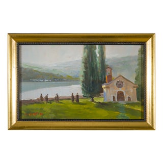 Oreste Albertini, Mountain Landscape, 1920s, Oil Painting on Panel, Framed For Sale
