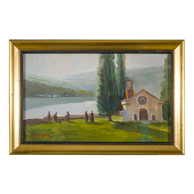 Oreste Albertini, Mountain Landscape, 1920s, Oil Painting on Panel, Framed For Sale