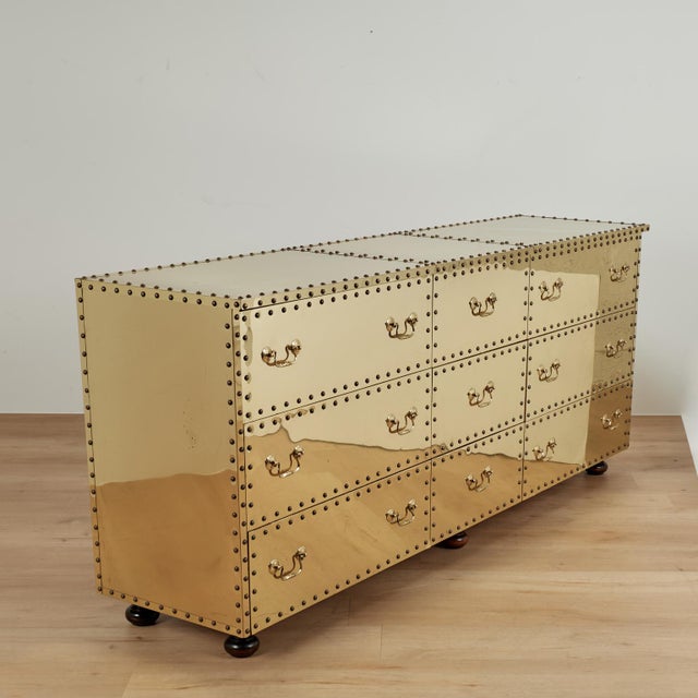 Vintage Sarreid Style Brass Triple Dresser For Sale - Image 14 of 17