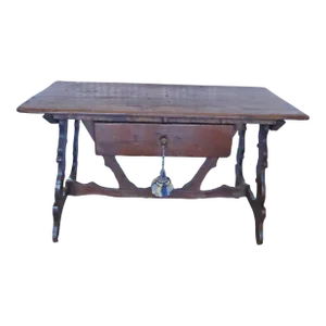 Late 17th / Early 18th Century Italian Tuscan Walnut Trestle Table with Drawer