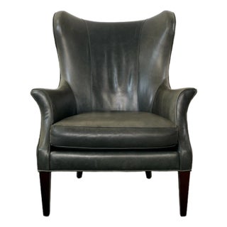 Mid-Century Modern Style Butterfly Leather Wingback Chair For Sale