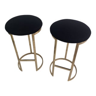 1980s Brass Chrome Counter Height Swivel Stools - a Pair For Sale