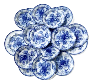 Victorian Water Nymph Plates in Blue Earthenware from Wedgwood, England, 1850s, Set of 19