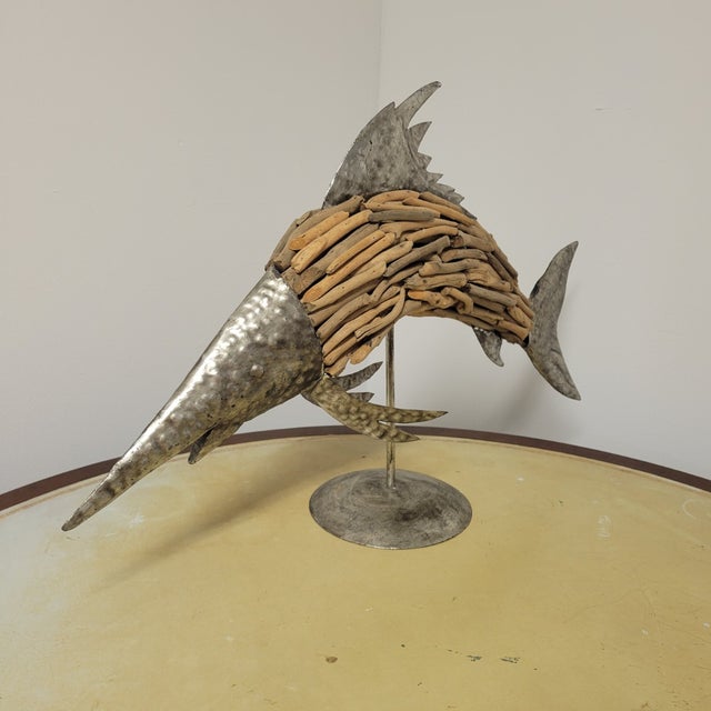 Early 21st Century Driftwood & Metal Marlin Fish Sculpture For Sale - Image 5 of 5
