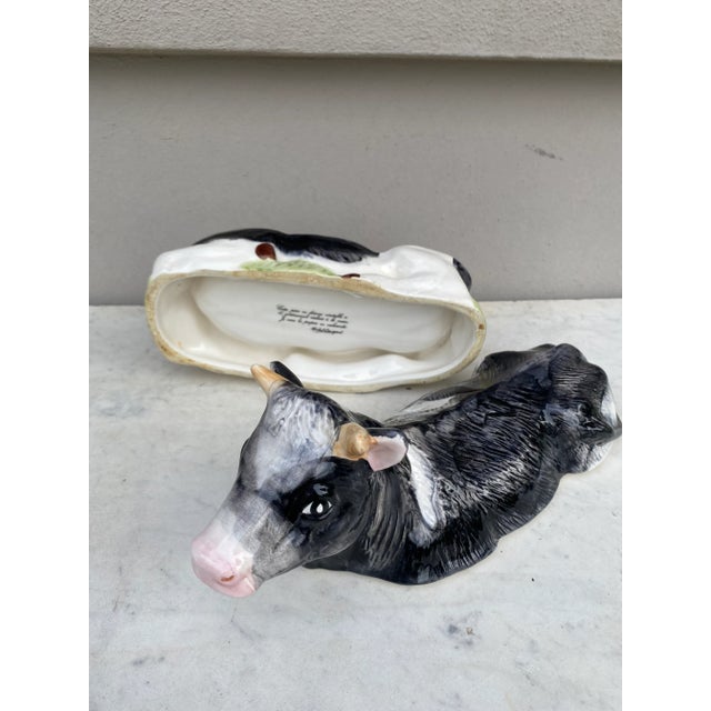 Majolica French Ceramic Cow Tureen Caugant For Sale - Image 4 of 5