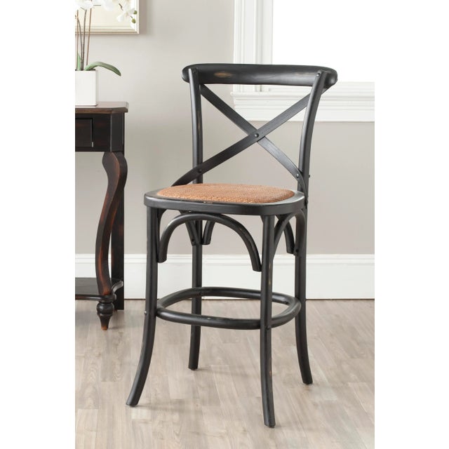 2020s X Back Counter Stool in Distressed Hickory & Medium Brown For Sale - Image 5 of 6