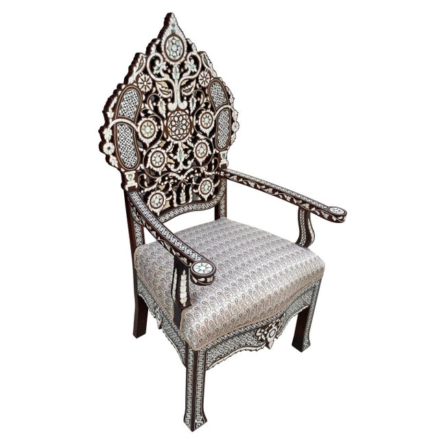 Contemporary 1980s Contemporary Mother of Pearl Inlaid Arm Rest Chair For Sale - Image 3 of 7