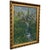 Vintage impressionist landscape painting depicting a flowering spring countryside scene with a winding stream running...