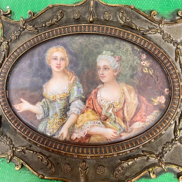 French Bronze & Enamel Jewel Box With Miniature Portrait Painting For Sale In Charleston - Image 6 of 7