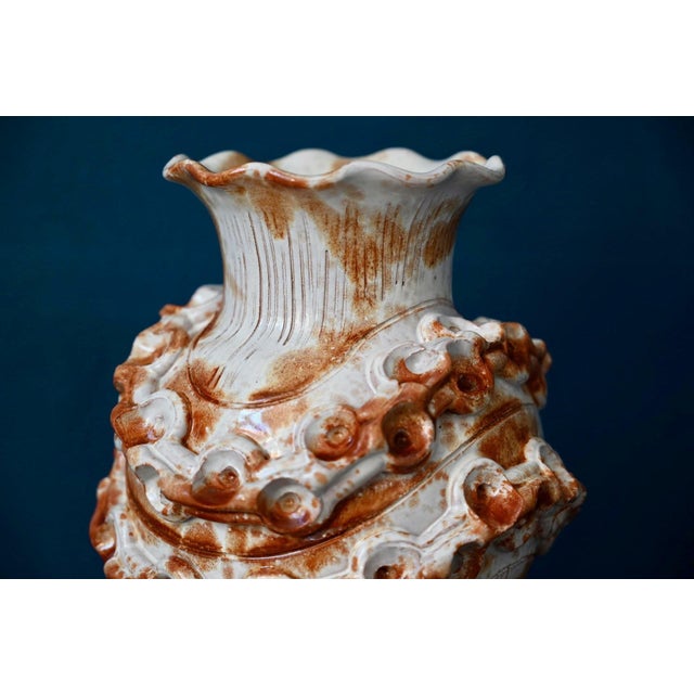 Brutalist Studio Vase in Glazed Ceramic, Italy, 1960s For Sale - Image 4 of 12