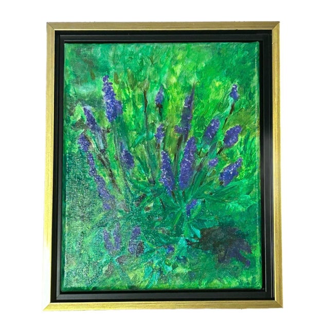 Acrylic Painting of Vibrant Purple Flowers For Sale - Image 4 of 6