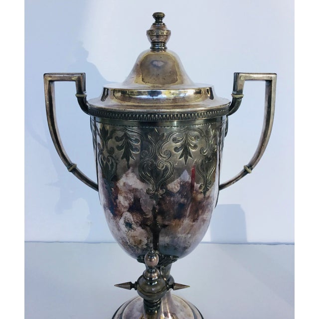 Traditional Antique Silver Plated Urn For Sale - Image 3 of 7