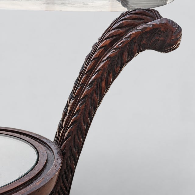 Art Nouveau Carved Wood and Glass Pedestal Side Table, Early 20th Century For Sale - Image 11 of 13