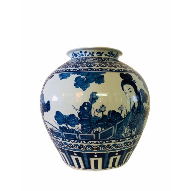 Vintage Large Cobalt Blue Chinese Porcelain Vase For Sale - Image 12 of 12