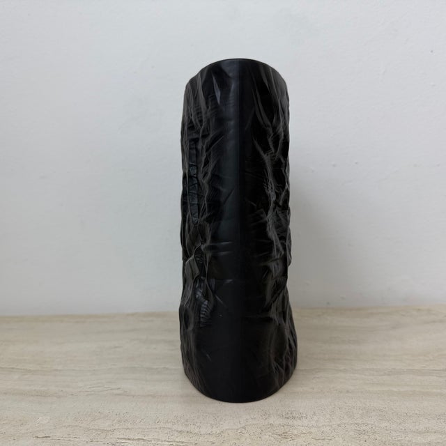 Bisque Black Porcelain Paper Relief Vase by Martin Freyer for Rosenthal, 1970s For Sale - Image 15 of 17