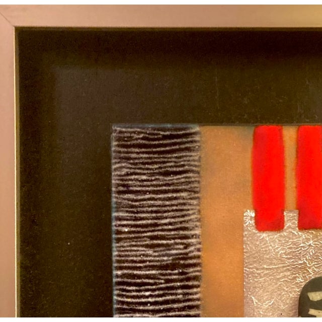 "Study in Silver, Black and Red" Original Painting, Framed For Sale - Image 4 of 7