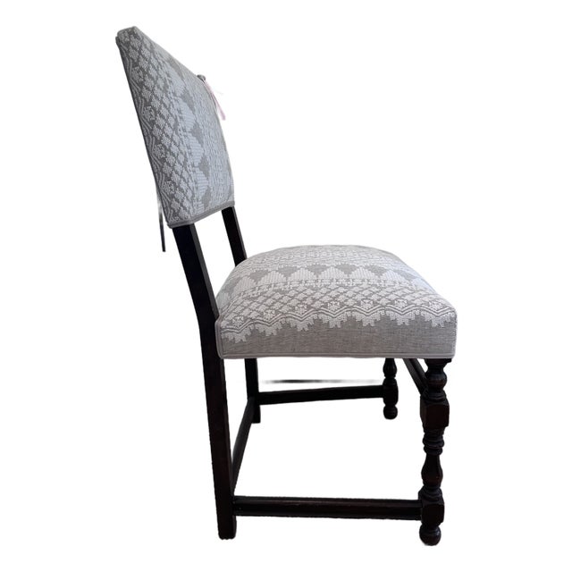 Antique Walnut Spindle Chair With Embroidered Back and Seat For Sale