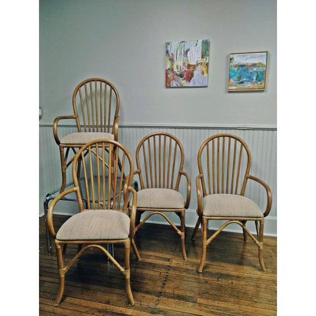 Mid-Century Modern 1970s Coastal Mid Century Style Rattan Chairs- Set of 4 For Sale - Image 3 of 10
