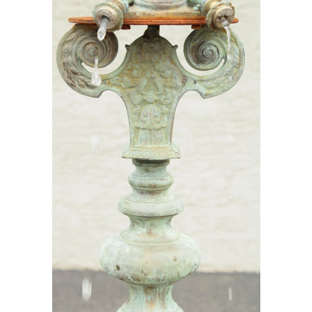 Metal Italian Renaissance Style Cast Stone & Bronze Garden Fountain For Sale - Image 7 of 13
