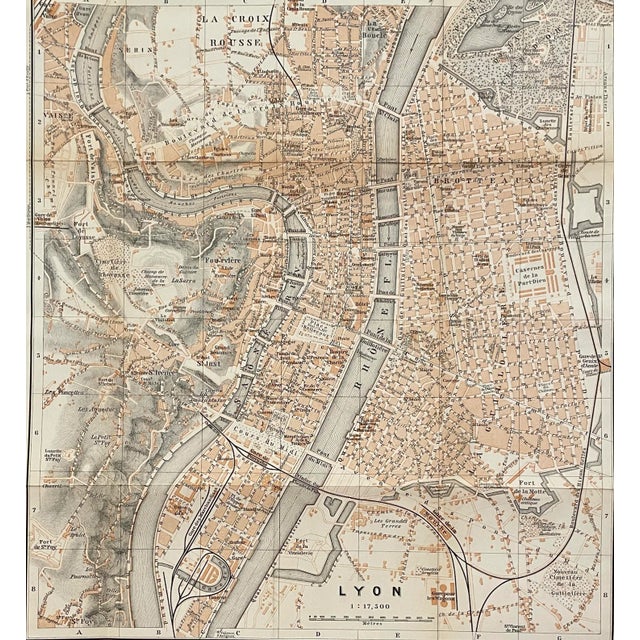French Antique Map of Lyon France For Sale - Image 3 of 3