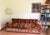 1970s Attributed to Jack Lenor Larson for Milo Baughman MCM Sofa - Orange Rust Cotton Velvet Patchwork For Sale In Sacramento - Image 6 of 6