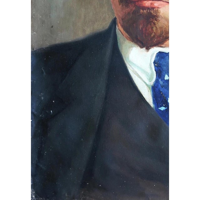 1960s Lenin Portrait, Antique Oil Painting, Socialist Realism Soviet Art 150-103 For Sale - Image 5 of 6