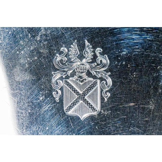Fantastic Antique Chinese Export Silver Cigarette Case Tobacciana Armorial Coat of Arms Design For Sale - Image 4 of 12