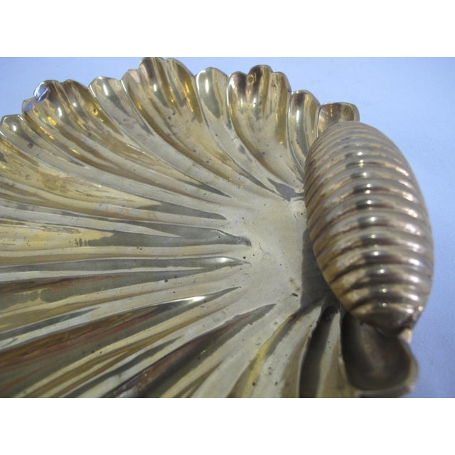 Brass Seashell Coastal Footed Italian Raymor Style Trinket Tray Dish Pair For Sale In Portland, OR - Image 6 of 7