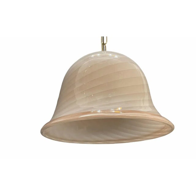 Pink Swirl Murano Glass Pendant Lamp from Venini For Sale - Image 9 of 11