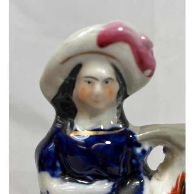 Antique Pair of 19th Century Staffordshire Figurines Depicting Period Dressed Women Riding Goats - From England For Sale In Dallas - Image 6 of 11