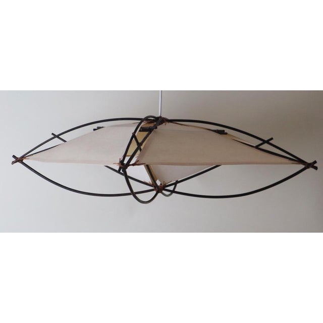 Mid-Century Modern Architectural Ceiling Light in Bamboo and Textile, 1970s For Sale - Image 10 of 16