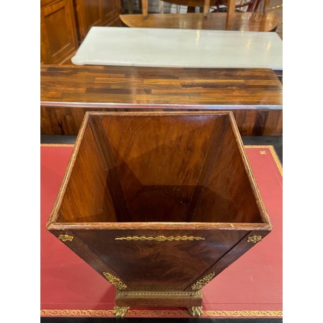 Traditional Antique French Mahogany and Brass French Empire Style Waste Basket For Sale - Image 3 of 6