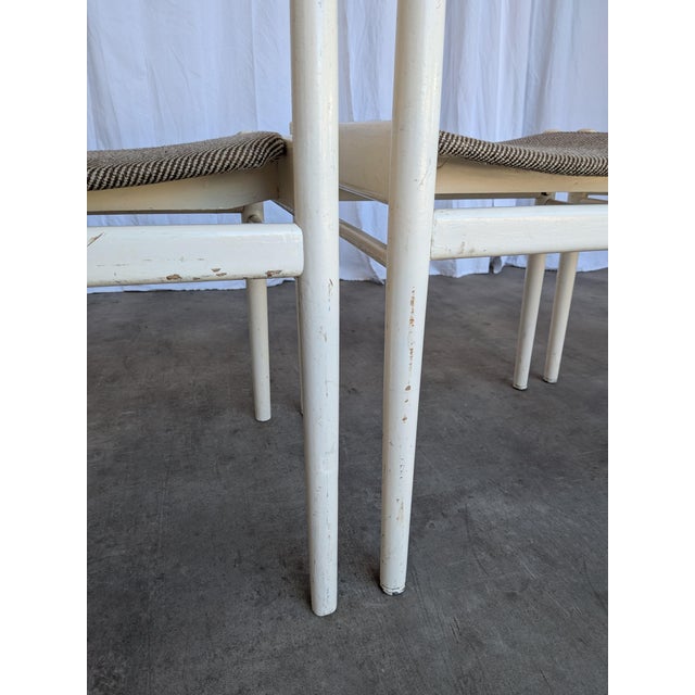 Vintage White Wooden Chair with Fabric Seat, 1970s For Sale - Image 14 of 18