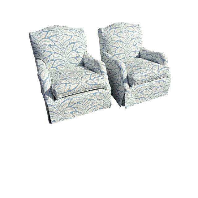 English English Rolled Arm Chairs Reupholstered in Brunschwig & Fils Talavera Fabric- A Pair For Sale - Image 3 of 4
