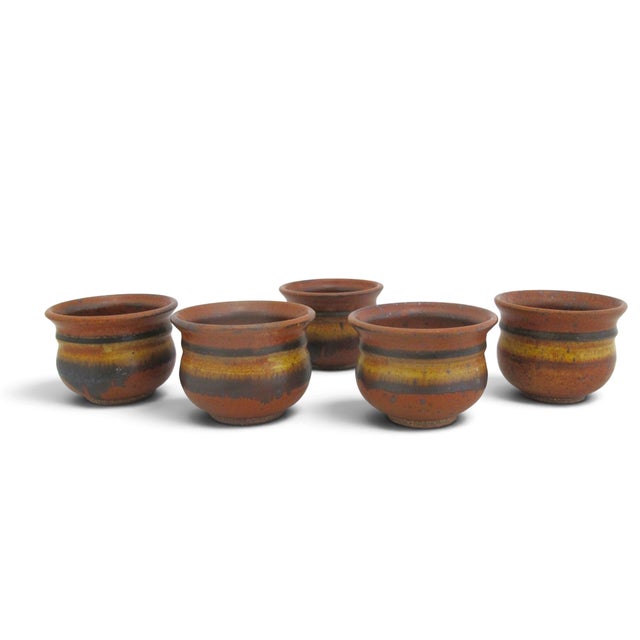 Wally Schwab studio pottery punch cup set of 5. Schwab is a prolific ceramic artist from Oregon known for creating...