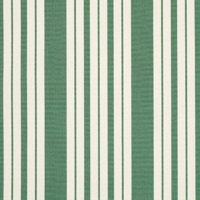 Transitional Schumacher X Mark D. Sikes Markie Stripe Fabric In Emerald For Sale - Image 3 of 5