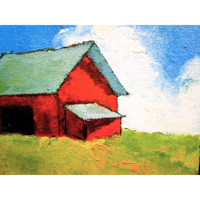 Gilroy Farm Red Barn Lynne French 4x6 California Landscape Oil Painting For Sale - Image 4 of 4